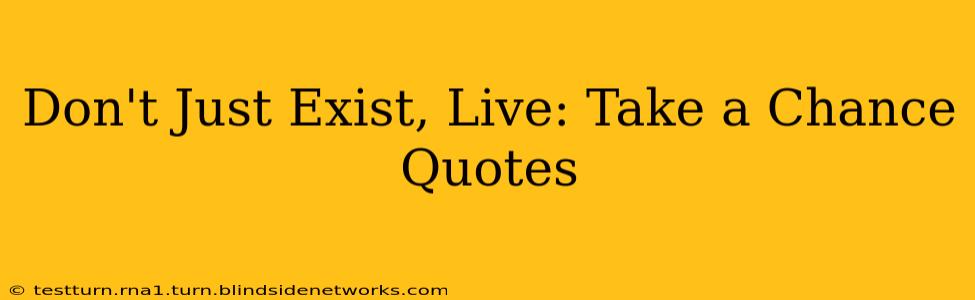 Don't Just Exist, Live: Take a Chance Quotes