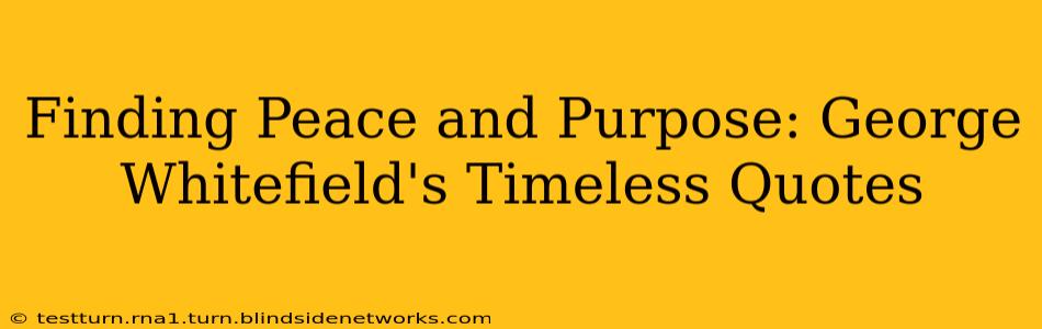 Finding Peace and Purpose: George Whitefield's Timeless Quotes