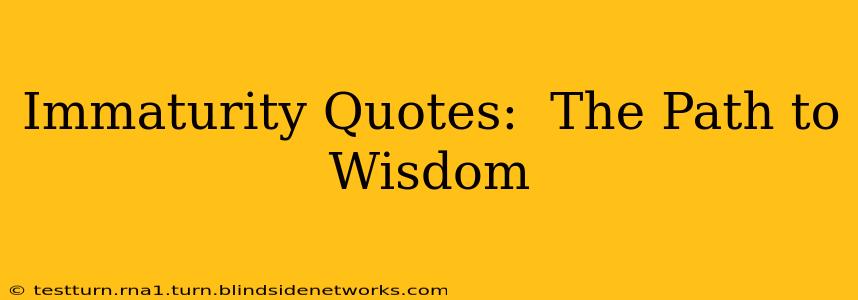 Immaturity Quotes:  The Path to Wisdom