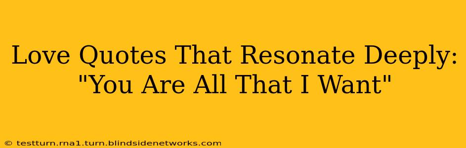 Love Quotes That Resonate Deeply: "You Are All That I Want"