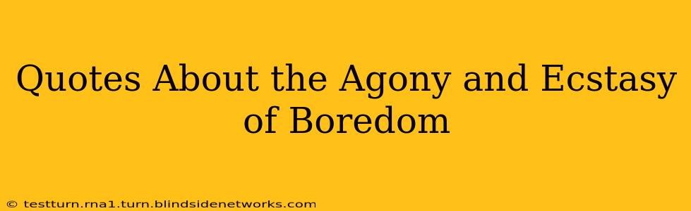 Quotes About the Agony and Ecstasy of Boredom