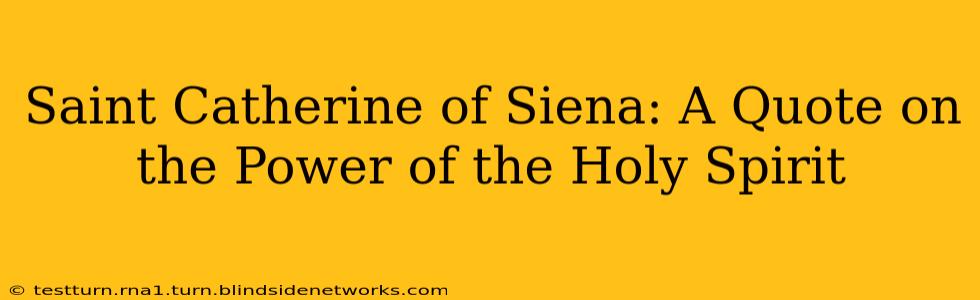 Saint Catherine of Siena: A Quote on the Power of the Holy Spirit