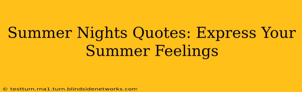 Summer Nights Quotes: Express Your Summer Feelings