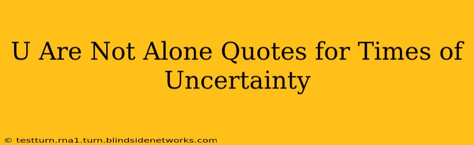 U Are Not Alone Quotes for Times of Uncertainty